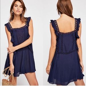 NWT FREE PEOPLE PRISCILLA EYELET RUFFLE SLEEVE DRESS M Boho Cottagecore Feminine